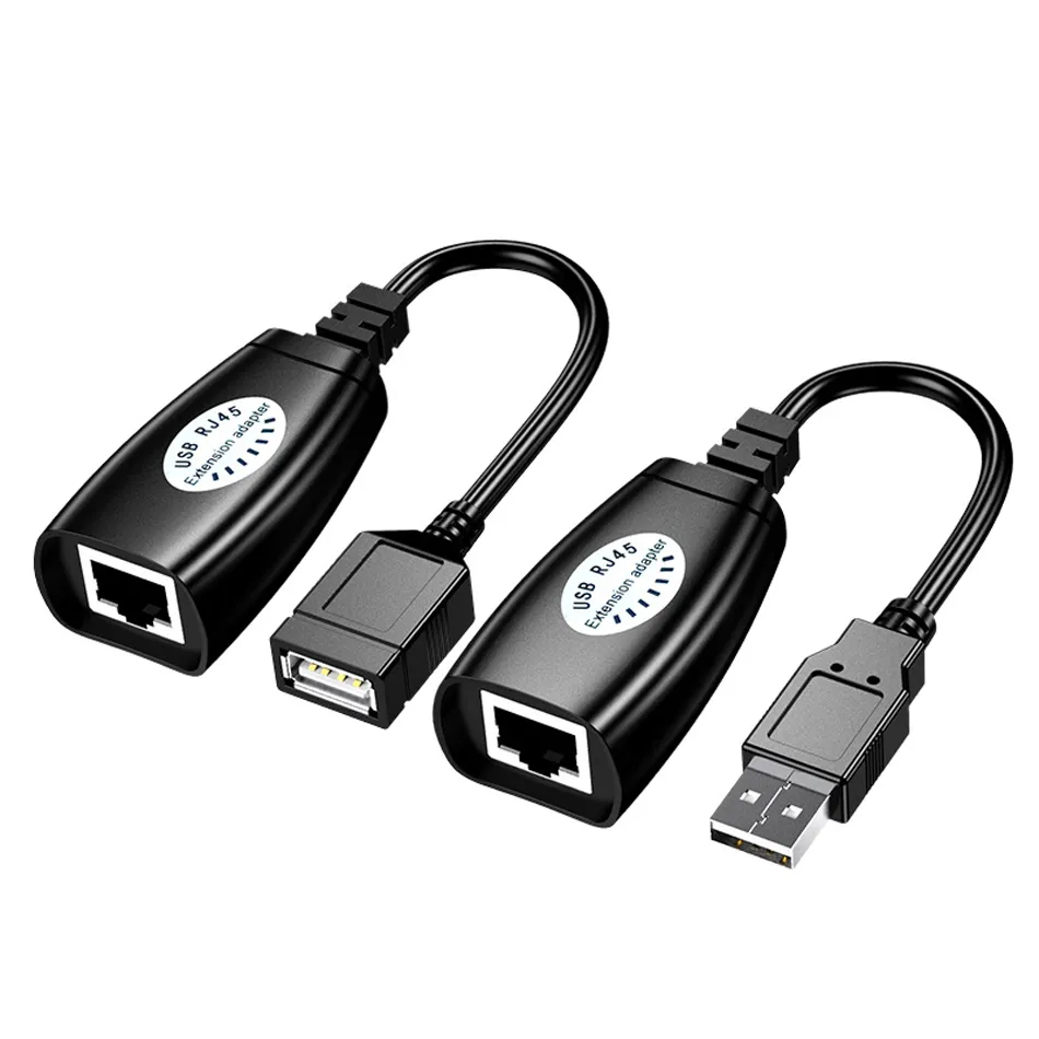 USB para RJ45 Rede LAN Conector USB2.0 Ethernet 1 Masculino para 3 Feminino Divisor Cabo de 50m Extensão Cabos Amplificador de sinal