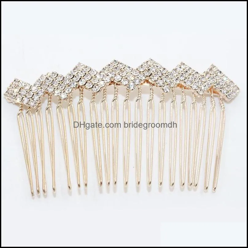 Wedding Headpieces Jewelry For Women Gold Plating Metal Alloy Tuck Comb Rhinestone Bowknot Crown Clip Fashion Crystal