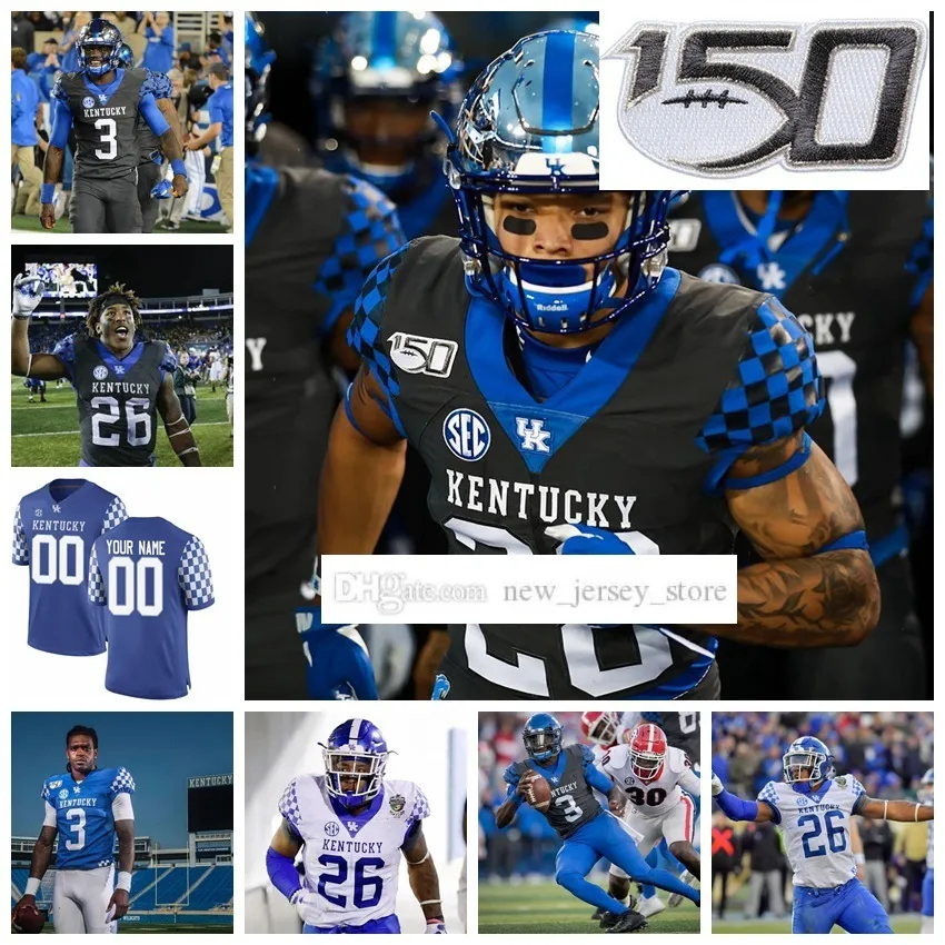 맞춤 S-6XL NCAA Kentucky College Wildcats 축구 유니폼 78 Kiyaunta Goodwin 52 Justin Rogers 2 Barion Brown 62 Jager Burton 32 Trevin Wallace 42 Tyreese Fearbry