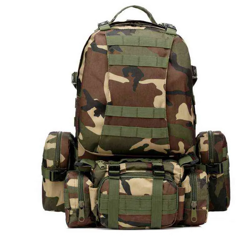 Tactical 50L Large Capacity Backpack Military Army 3D Rucksack Bag Hiking Trekking Travel Outdoor Camping Bag for Men Women T22080286o