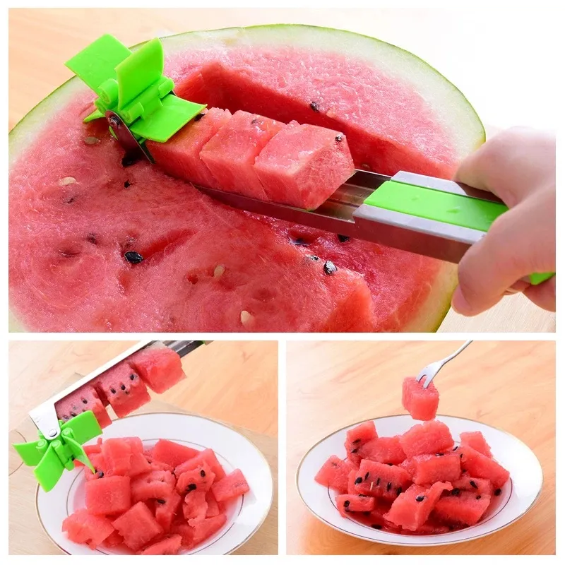 Sublimation Tools Watermelon Cutter Stainless Steel Windmill Design Cut Watermelons Kitchen Gadgets Salad Fruit Slicer Cutter Tool