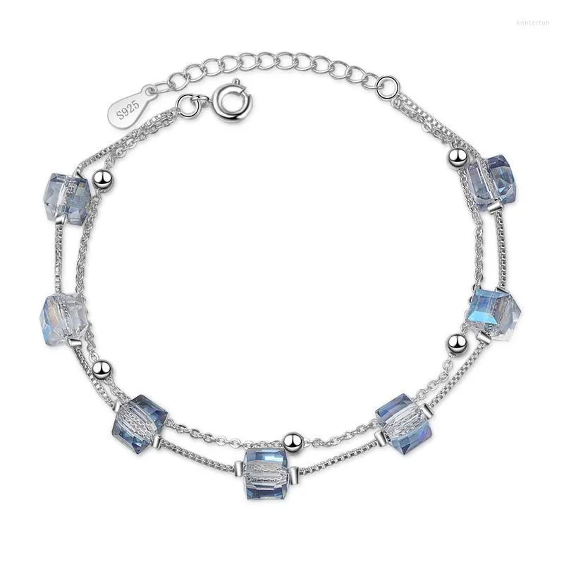 Bracelets de charme Everoyal Lady Crystal Square for Girls Acessórios Trendy Silver Plated feminino Bijou Kent22