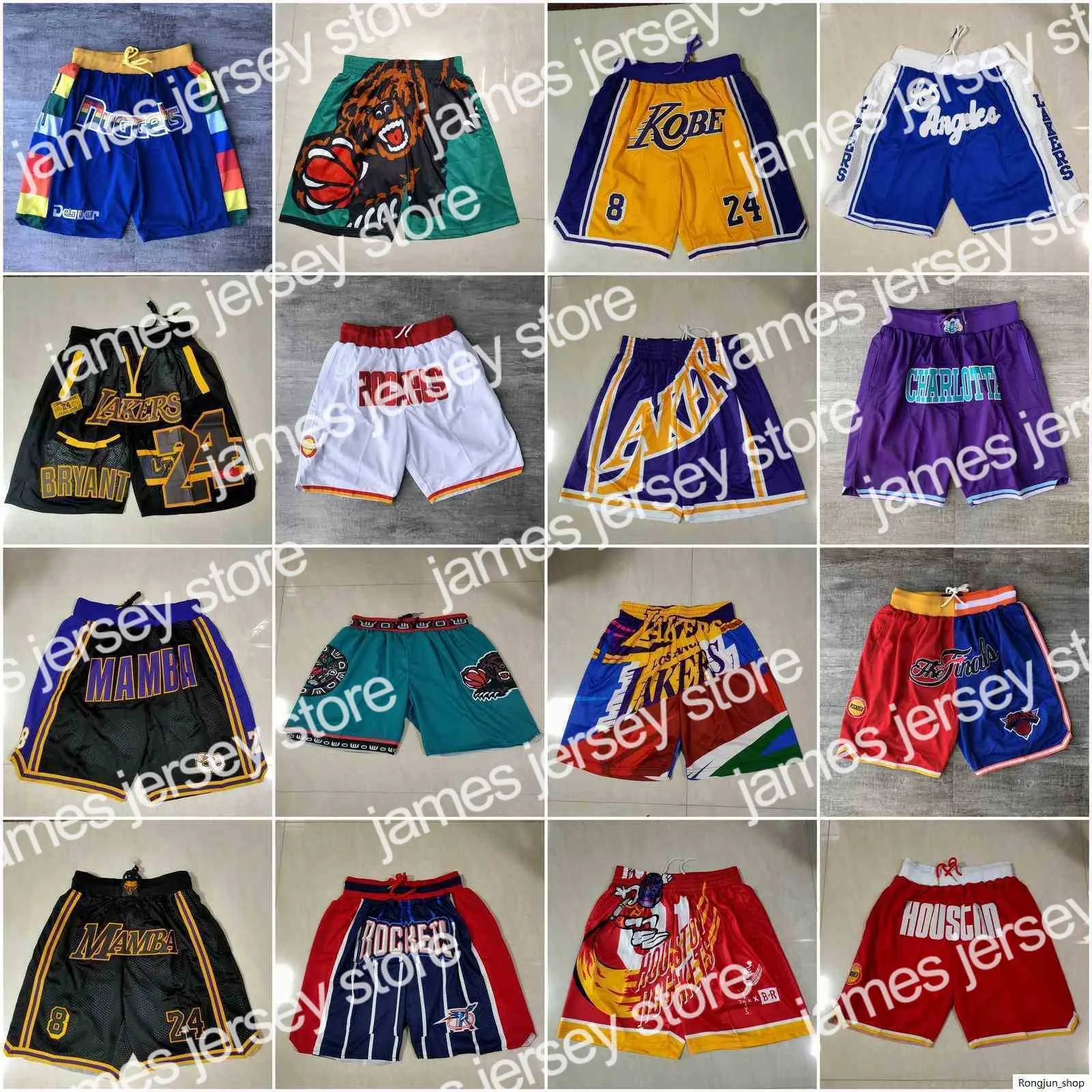 22 2021 Team Basketball Short Just Don co-märkta Red Sport Shorts Hip Pop Pant med fickdragare Sweatpants Purple White Black Blue Yellow