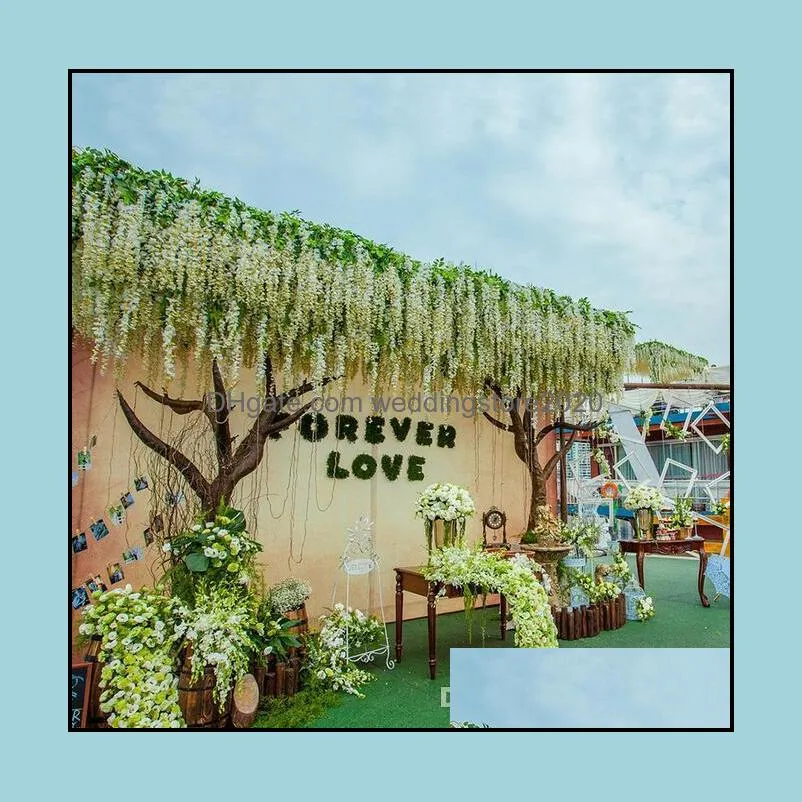 elegant artificial silk flower wisteria vine rattan for wedding centerpieces decorations bouquet garland home free shipping