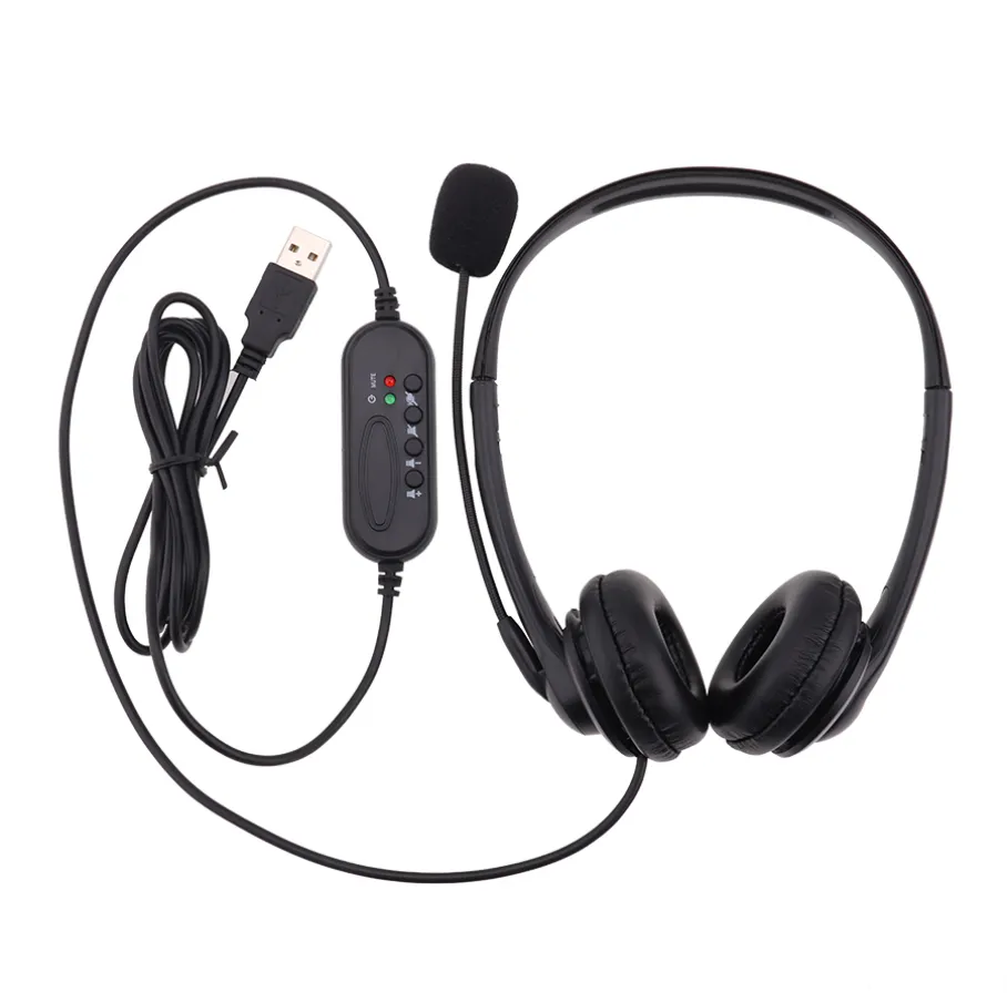 Universal USB Headset Noise Cancelling Wired Headphones with Microphone For PC Laptop Computer School Kids Call Center