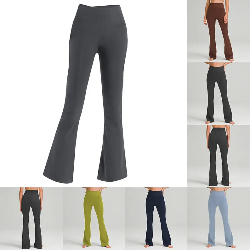 Roupas de yoga Grooves verão de alta qualidade mulheres calças largas de cintura alta cintura apertada barriga mostrar figura esportes yogas calças de nove pontos simples 22ss