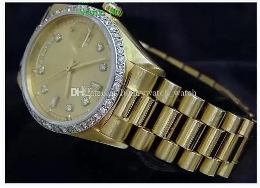 Luksusowe modne zegarki męskie najwyższej jakości 18-karatowe żółte złoto diamentowa tarcza Bezel zegarki automatyczny męski zegarek kobieta zegarek na rękę Multi style
