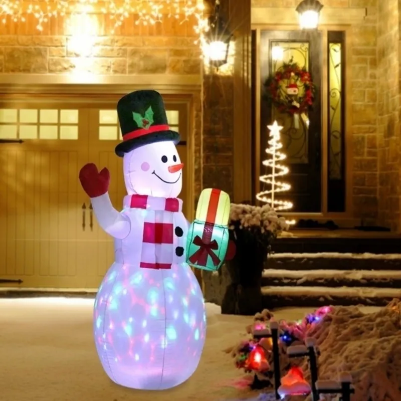 150cm Noël Bonhomme De Neige Gonflable Poupée LED Veilleuse Pompe À Air Gonflable Jouets Fête De Noël Décorations UK US EU Plug 201027