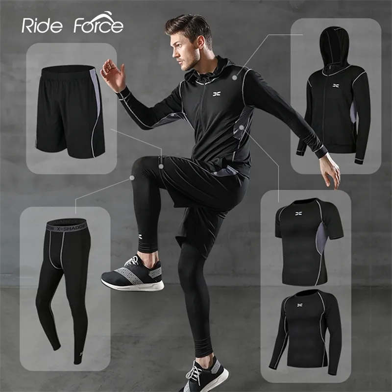 5 Pcs/Set Men's Tracksuit Gym Fitness Compression Sports Suit Clothes Running Jogging Sport Wear Exercise Workout Tights W220418