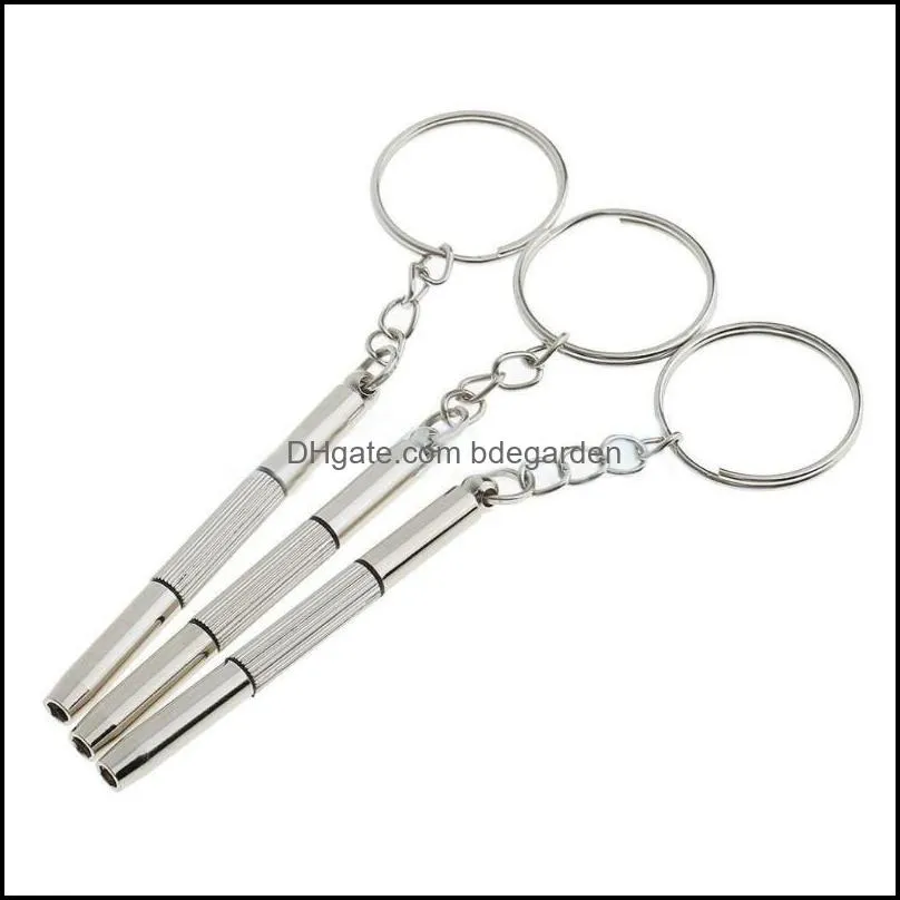 Keychains 100Pcs Multifunction 3 In 1 Eyeglasses Screwdrivers Key Chain Repair Tools Keychain Fashion Jewelry