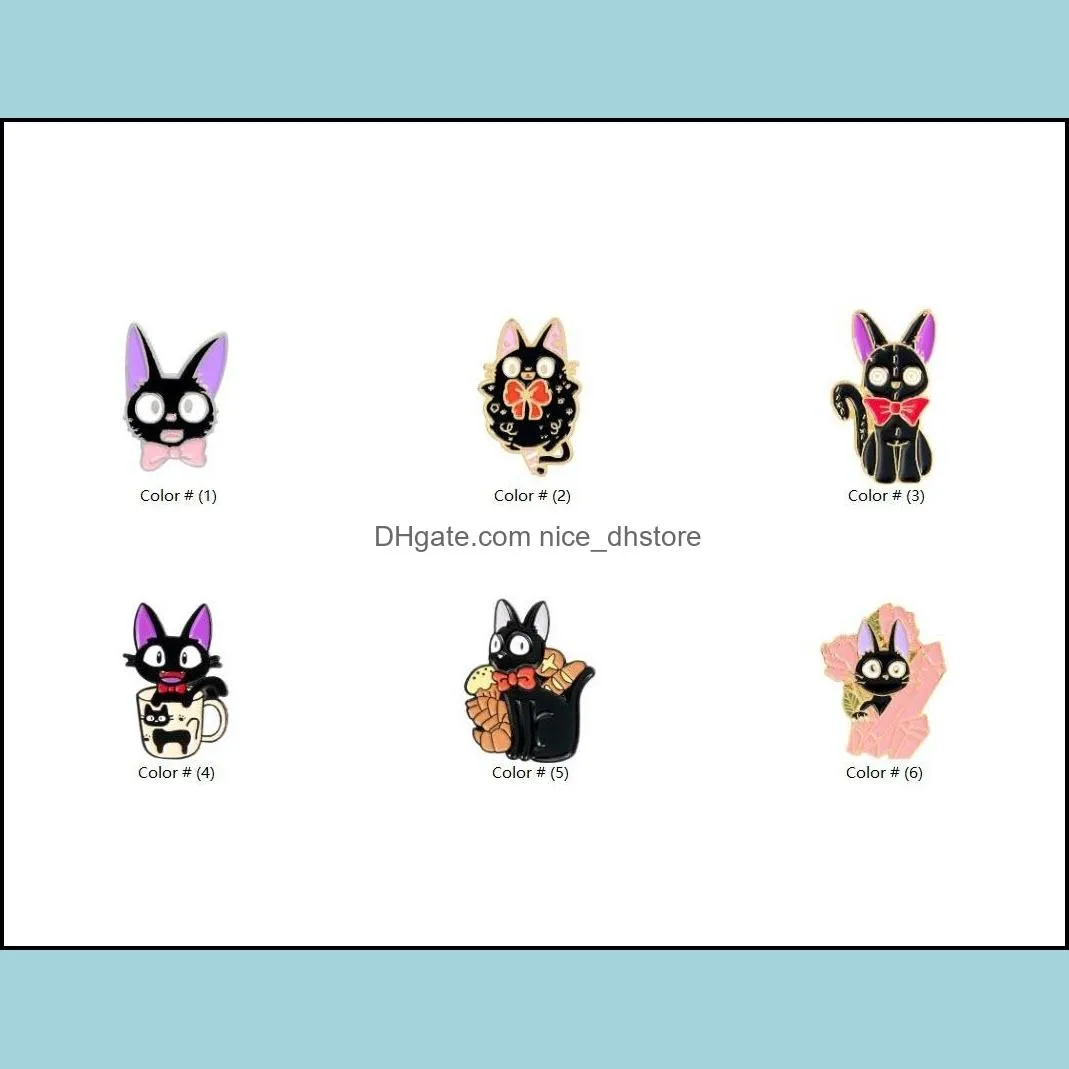 black cat jiji enamel pins cartoon movie brooches custom animal badge for bag hat clothes lapel pin collar jewelry gift kids