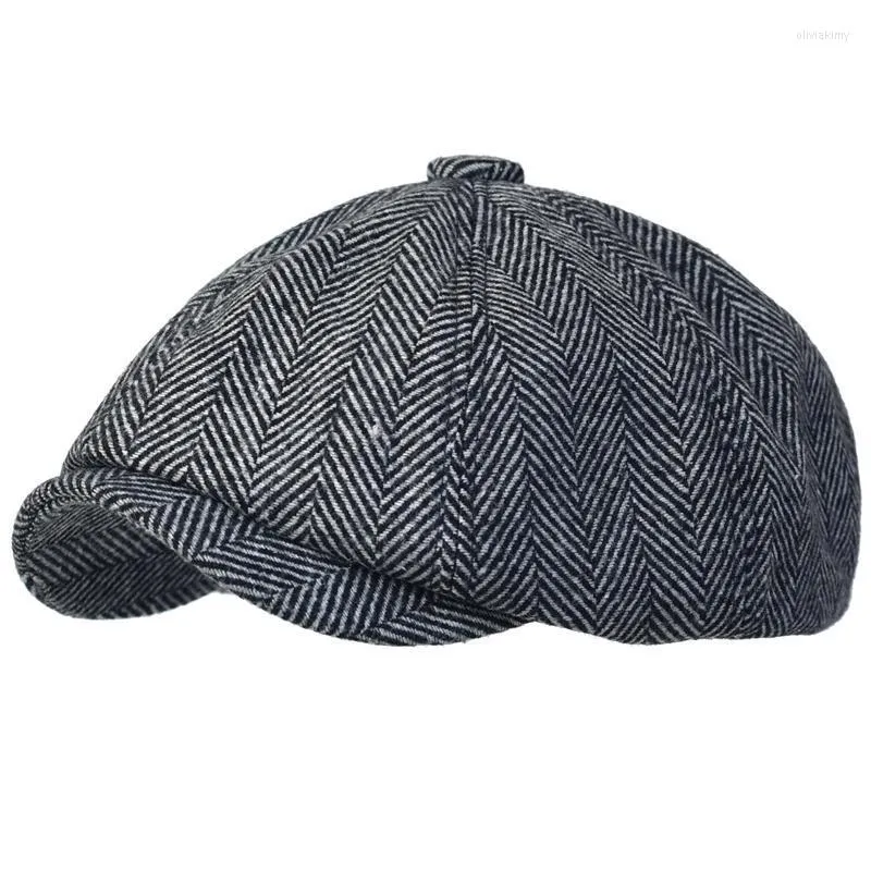 Berets Peaky Blinders Hut Herren Sboy Hüte Vintage Herringbone Octagon Cap Frauen Gatsby Flat British Painters SoftBerets Oliv22