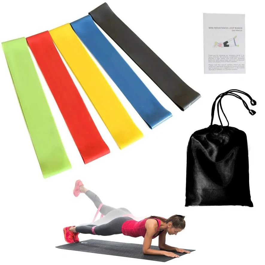 Bandas de resistência de 5pcs Conjunto de puxar 5 níveis de níveis de látex Equipamento de exercício de força Fitness Rubber loops Bandeira Banda de exercícios FY7008 C0623X02