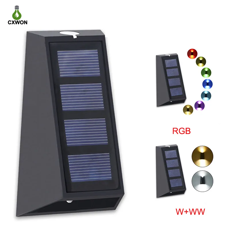 Solar Wall Lamp Outdoor fence Light led outdoor garden villa decoration RGB up and down 7 Color Changing