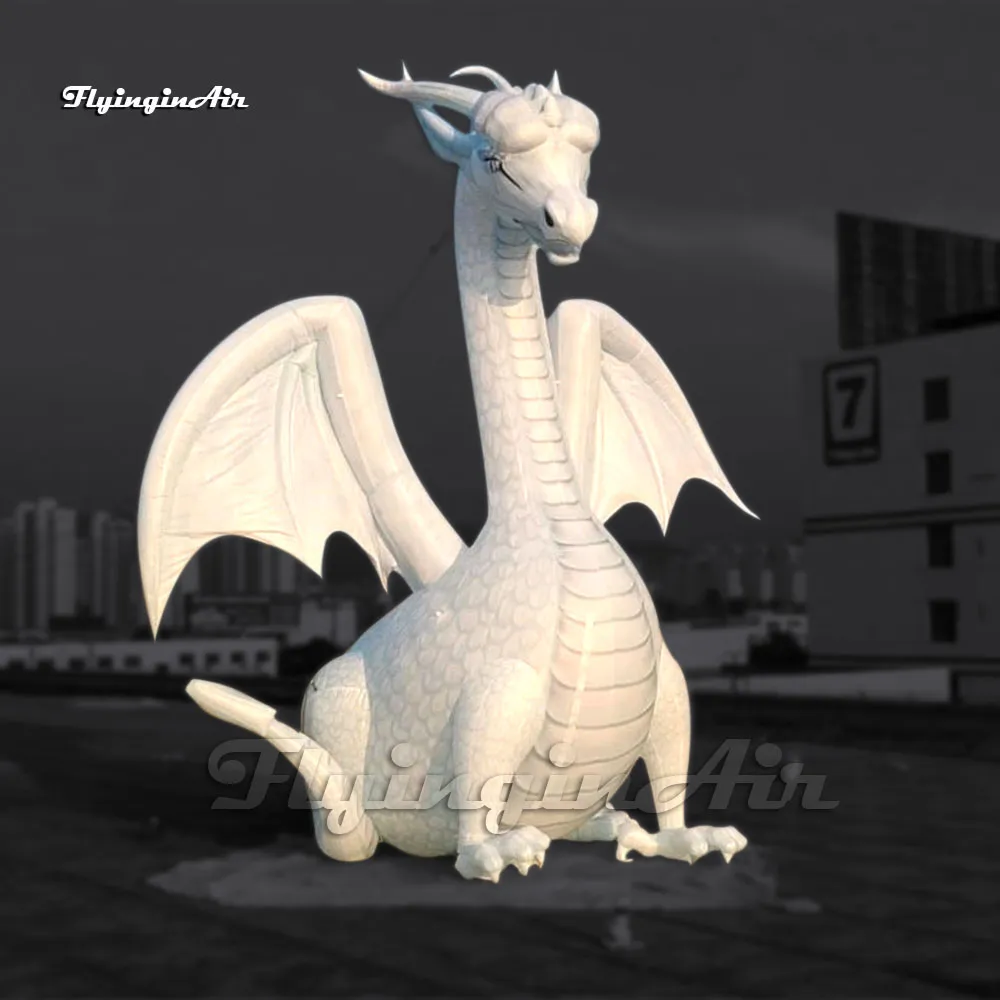 Персонализированный белый надувной дракон легендарный таинственный воздух взорвать воздушный шар летающего ледяного дракона для открытого мероприятия