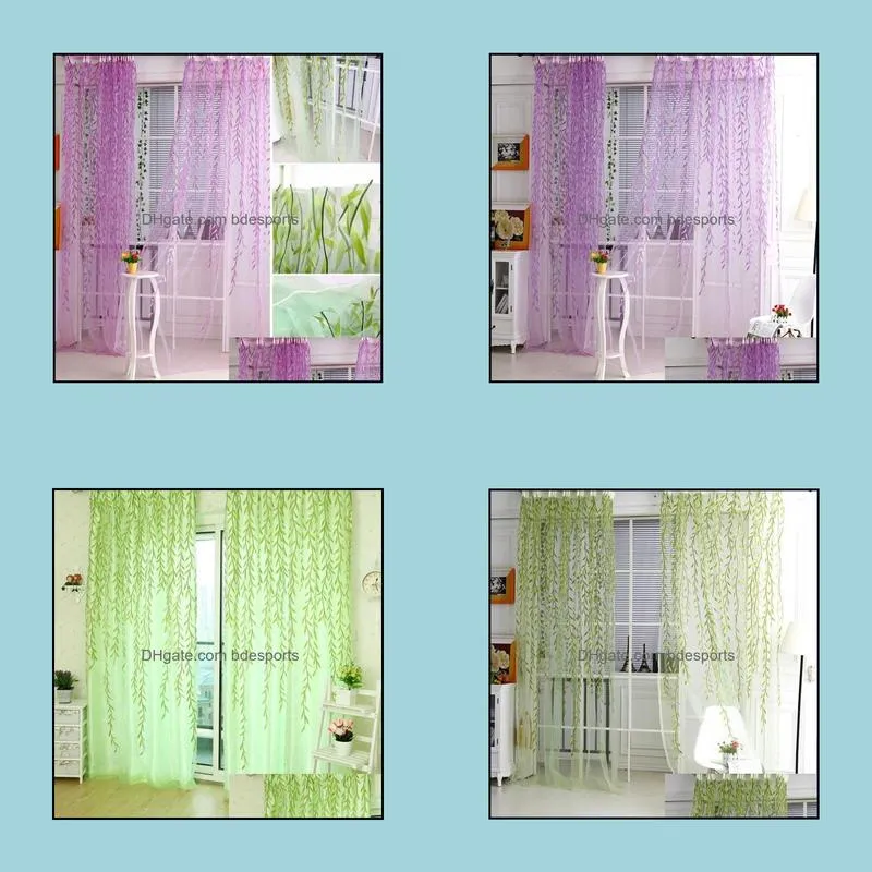 Curtain Room Willow Pattern Window Sheer Panel Scarfs Curtains