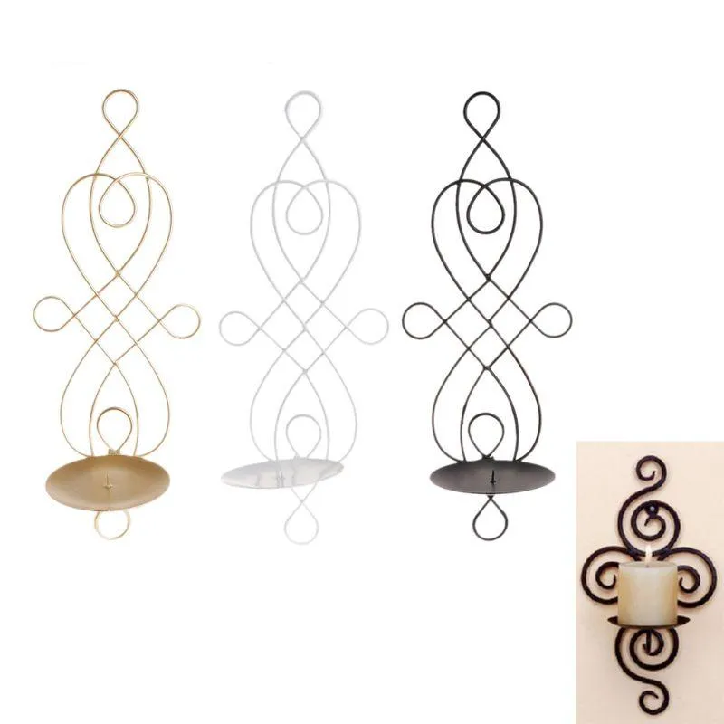 Candle Holders Chinese Knot Wall Hanging Candlestick Metal Iron Sconce Holder Home Wedding Decor Ornaments