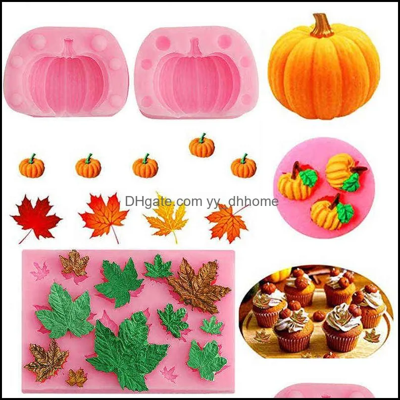 pumpkin silicone 3d cake moulds baking maple leaf mold moule mousse ice cream diy pastry decorating dessert chocolate mould bake tools vtm