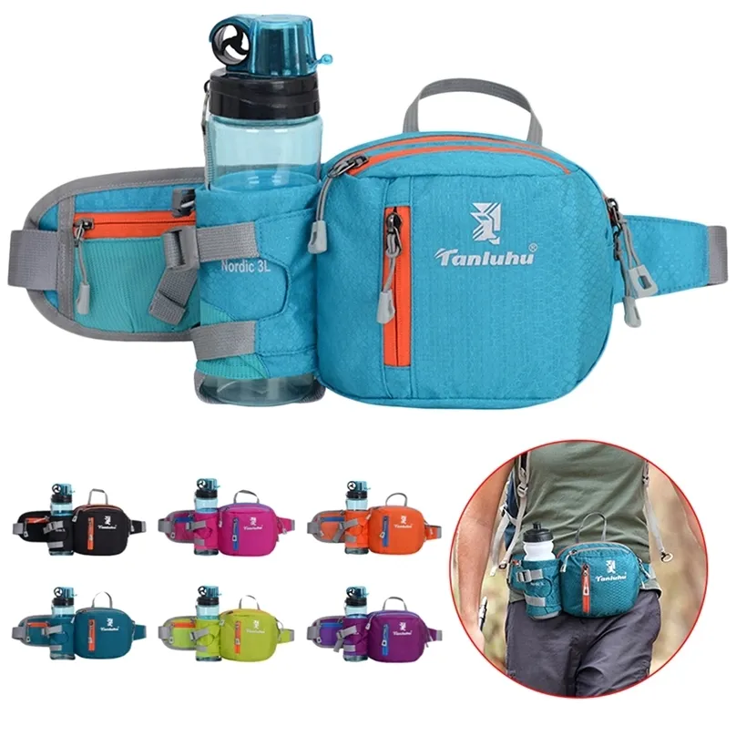 Running Bag Marathon midja Pack Män Kvinnor Utomhus Sport Vandring Cykeltelefon Fanny Gym Fitness Water Bottle Belt Påse 220520