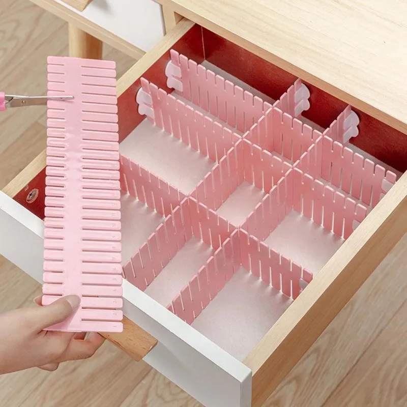 4pcs Plastic Drawer Grid Separator Divider Partition Storage Organizer Underwear Socks makeup Clapboard Storages Drawers WH0600