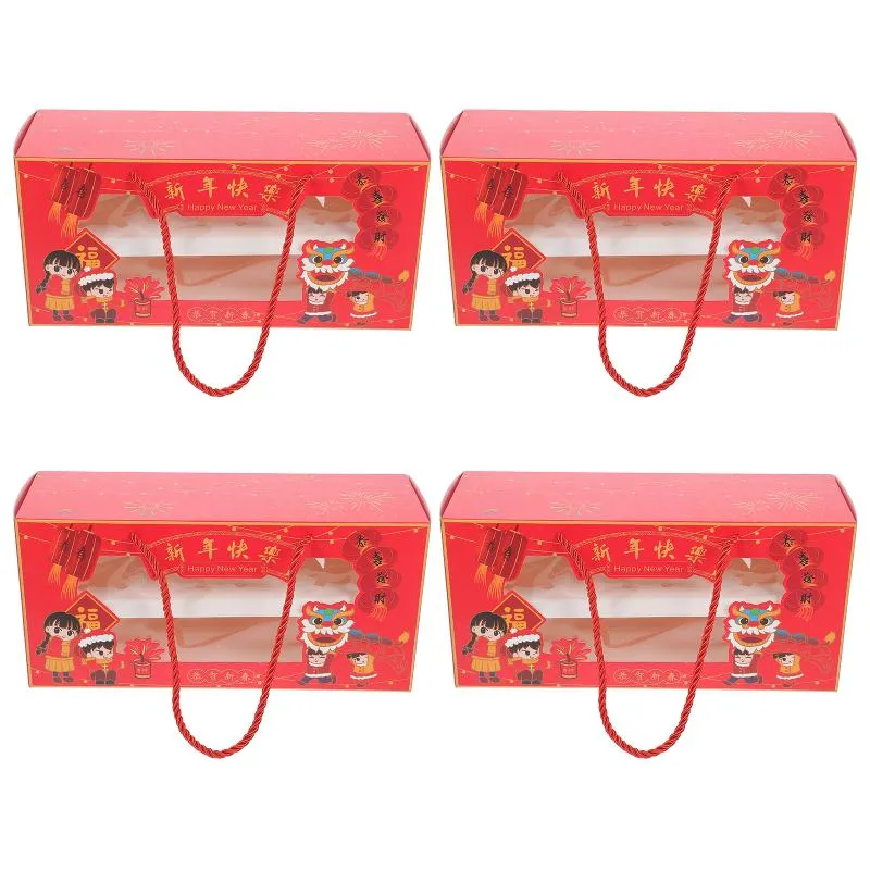 Presentförpackning 4st Tiger Year Handy Boxes Transparent Cake Portable BoxesGift