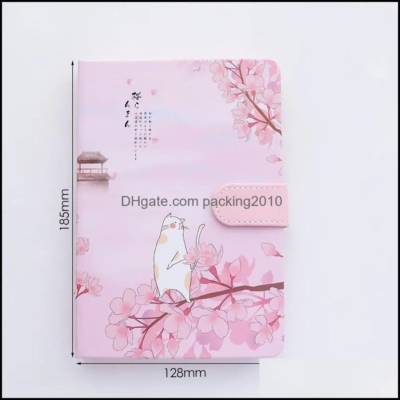 Notepads Japanese Cherry Blossom Hand Account Book  Girl Thickened Grid Diary Notebook Cute Color Page Stationery Kawaii Planner