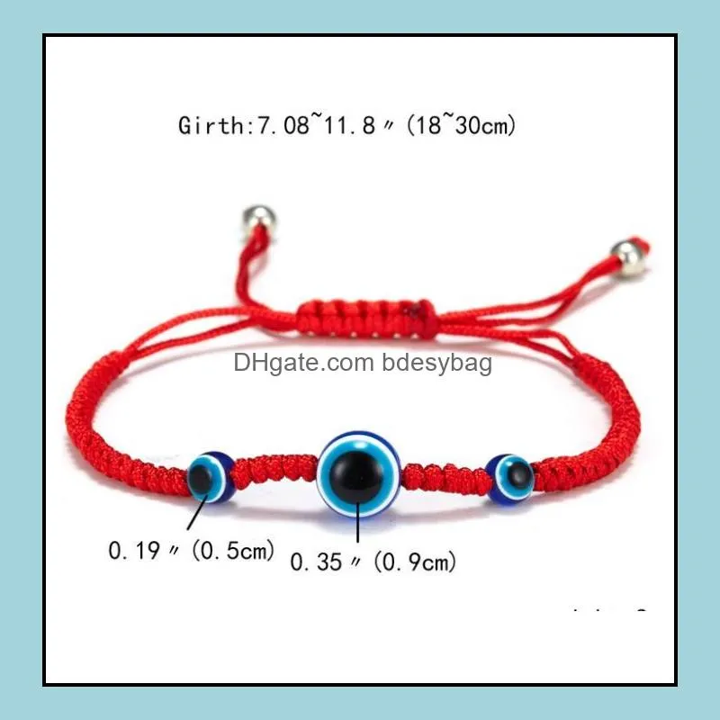 Lucky Red String Bracelet Handmade Adjustable Blue Turkish Evil Eye Charm Bracelets for Women Men Friendship Jewelry Party Gifts