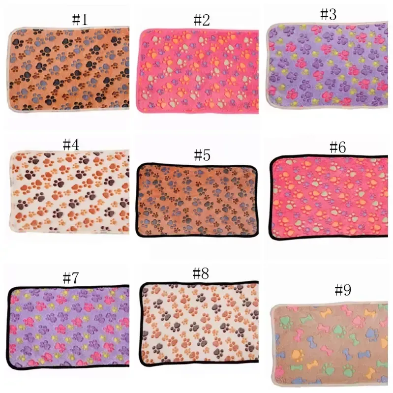 Hundedecke, Pfotenabdruck, Stifte, Betten, Matten, kleine Hunde, warme Schlafdecke, Matte, weiche Fleece-Decken, 15 Designs, BES121