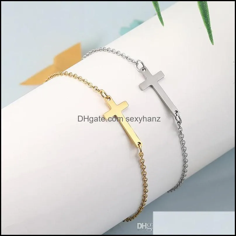 Catholic Rosary Prayer Bracelet Gold Silver Stainless Steel Chain Bracelets Bangles Jesus Cross Charm Statement Bracelets Fashion