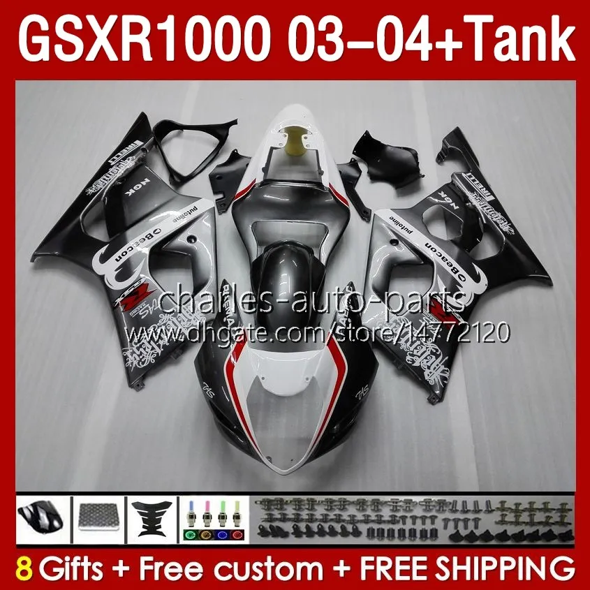 OEM-kuipen Tank voor Suzuki GSXR-1000 K 3 GSX R1000 Gray SXR 1000 CC 03-04 Body 147no.4 1000cc GSXR1000 K3 03 04 GSX-R1000 2003 2004 Injectie Mold Keer Kit Kit Glanzen