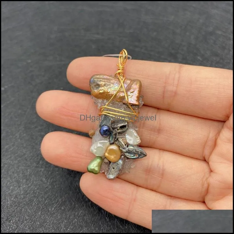 charms irregular crystal sprout pendant 20-50mm inlaid pearl hand winding charm jewelry men and women diy necklace earring