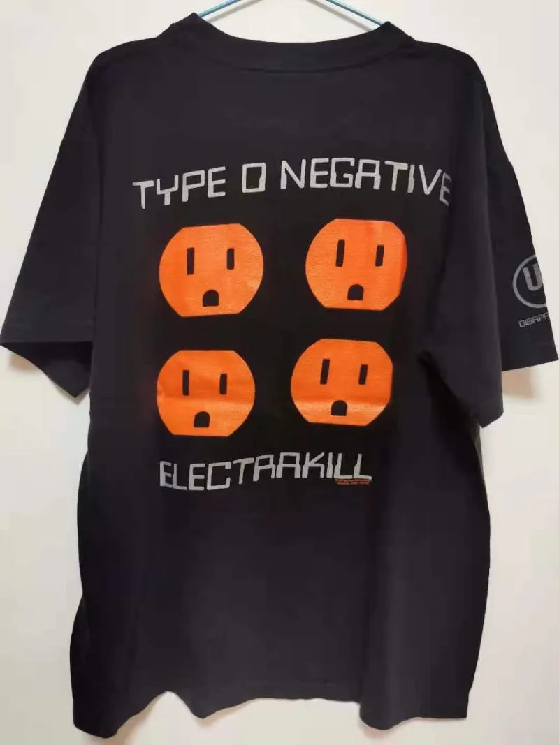 Women's T-Shirt Top Quality High Street Vintage Wash Old TYPE O NEGATIVE Fashion ECECTRAKILL Short-sleeved