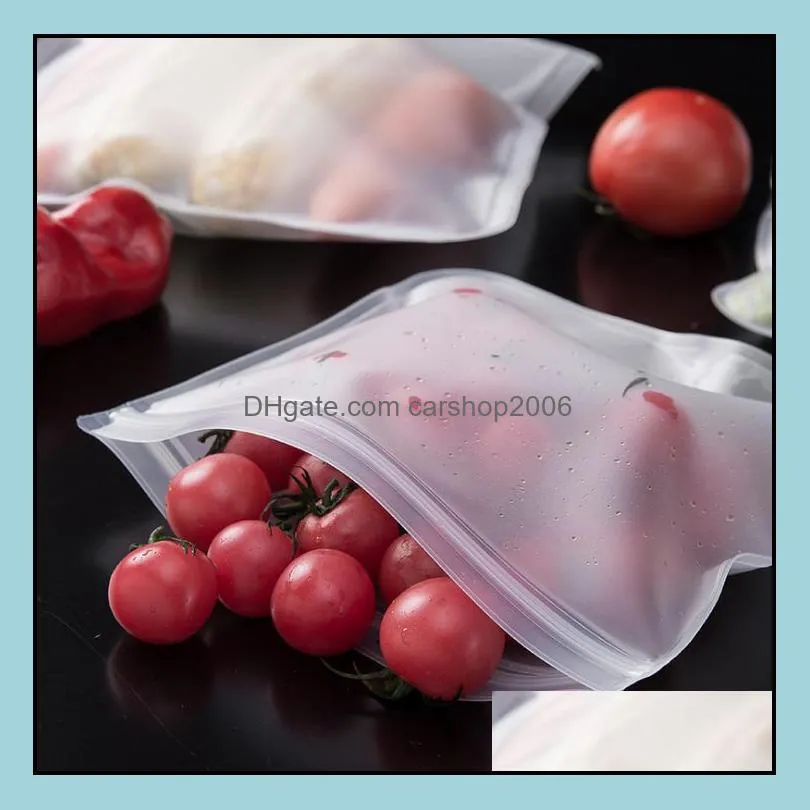 s/m/l eva food storage bag containers refrigerator food  bag reusable fruit vegetable sealing bags kitchen organizer pouch sn3434