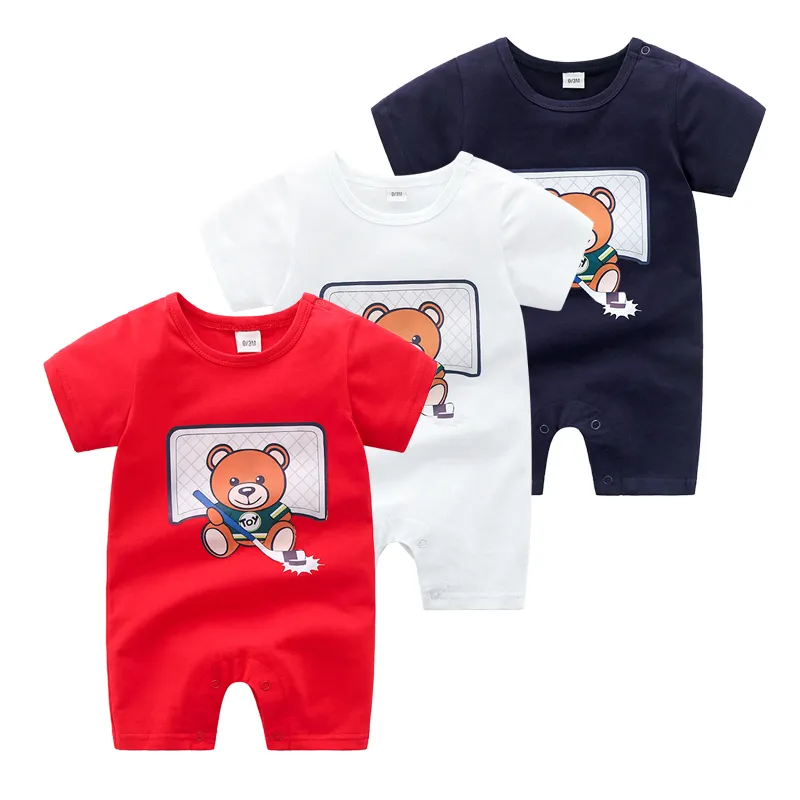 Kinderen Nieuwe Cartoon Katoen Zomer Rompertjes Baby Unisex Leuke O-hals Zachte Huid Een Stuk Bodysuit Jongens En Meisjes Korte Mouwen