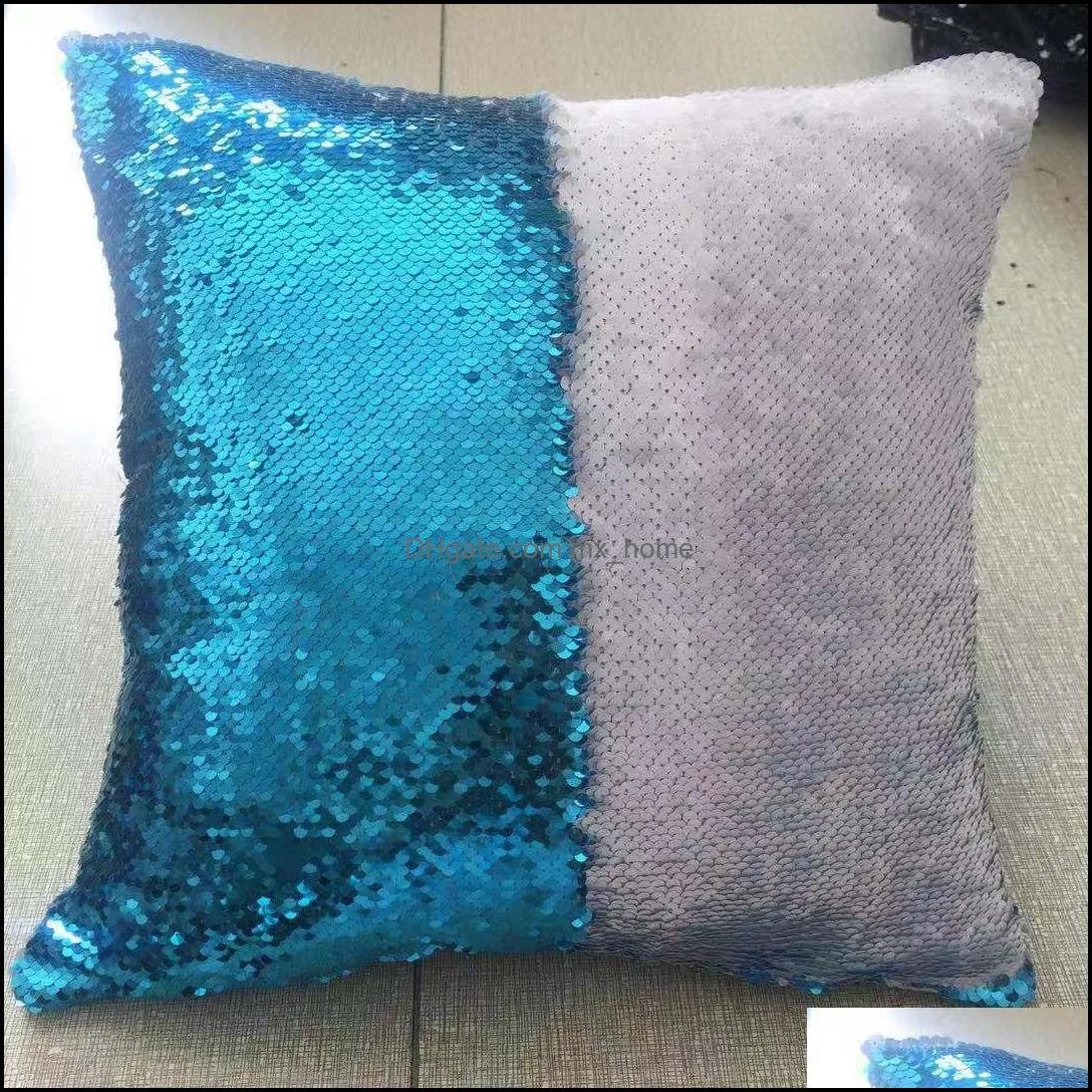 11 colors mermaid sequin pillow cover sublimation cushion throw pillowcase decorative that change color gifts for girls z1563