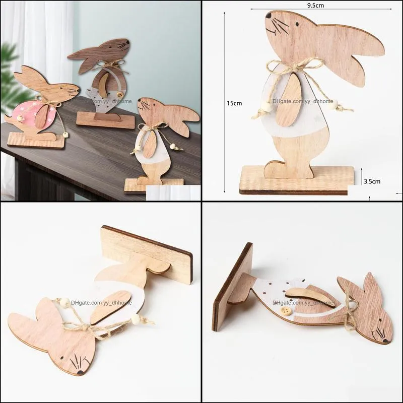 NEWEvent Party Decoration Bunny wood table Creative Easter Rabbits Wooden furnishing articles Rabbit tabletop decorations RRD13017