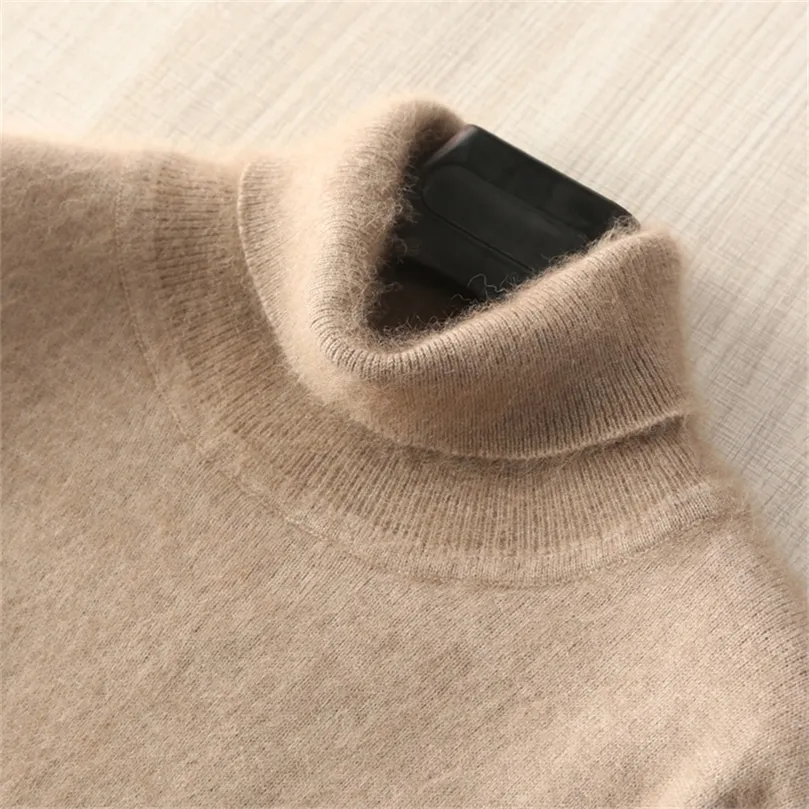 Man Jumpers 100 ٪ Mink Cashmere سترات ضيقة ناعمة لاعبي الشتاء الدافئ السميك 8Colors Sweater 201221