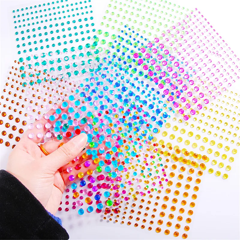 6mm Kids Self Adhesive Diamond Face Earring Stickers 3D Gem Stickers Jewel  Rhinestone Eyeshadow Sticker for