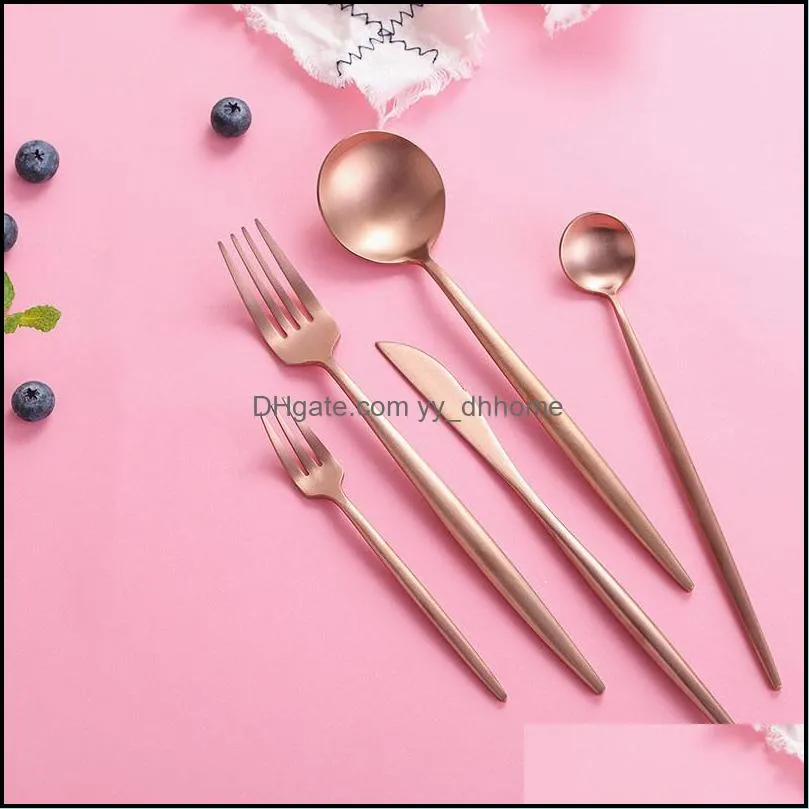 rose gold western dinnerware wedding flatware tableware party supply stainless steel cutlery knife fork spoon
