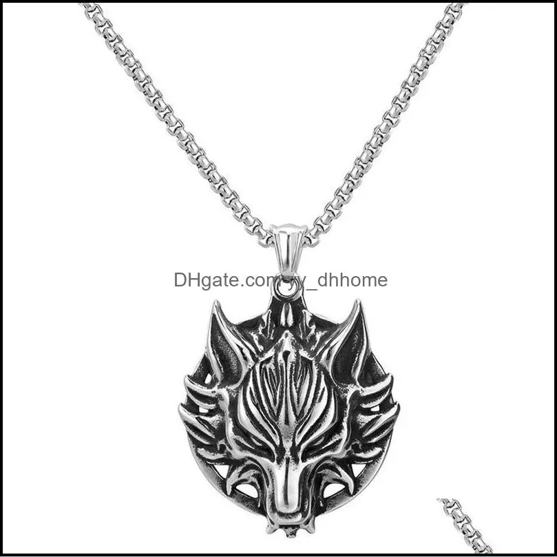 pendant necklaces retro necklace for mens ferocious wolf head fashion punk animal style jewelry