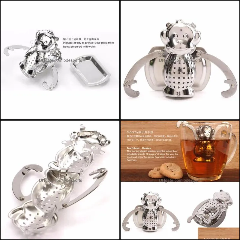 Monkey Tea Leaf Diffuser Infuser Stainless Steel Strainer Herbal Spice Filter