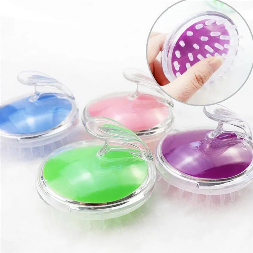Round Shape Silicone Head Massager Wash Brush with Handle Massage Scalp Bath Germinal Plastic Meridian Comb302O