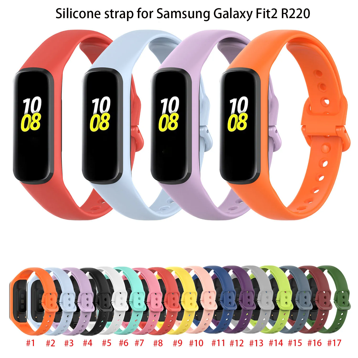 بالنسبة إلى Samsung Galaxy Fit2 Silicone Strap R220 اثنين من المعصمين الرياضيين البديلين SM-R220 FIT 2 Watch Band Smart Accessories