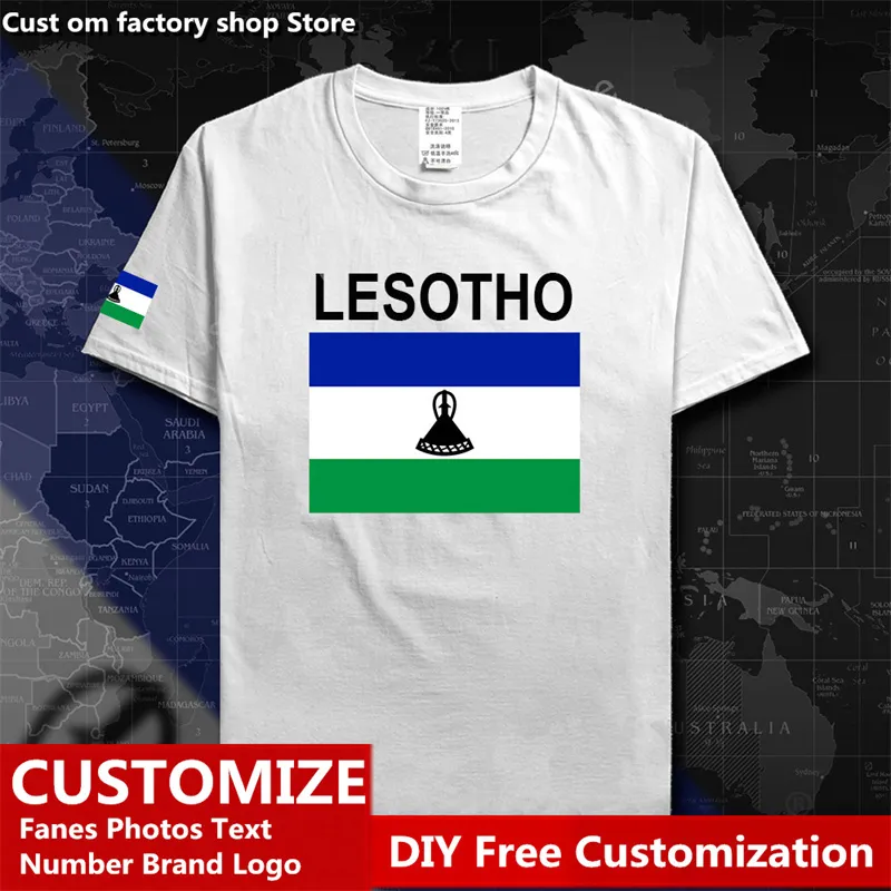 Royaume du Lesotho Pays T-shirt Personnalisé Jersey Fans DIY Nom Numéro High Street Fashion Lâche Casual T-shirt 220616