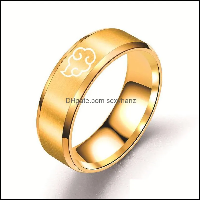 anime cosplay cloud band ring japanese style animation stainless steel jewelry titanium men`s rings