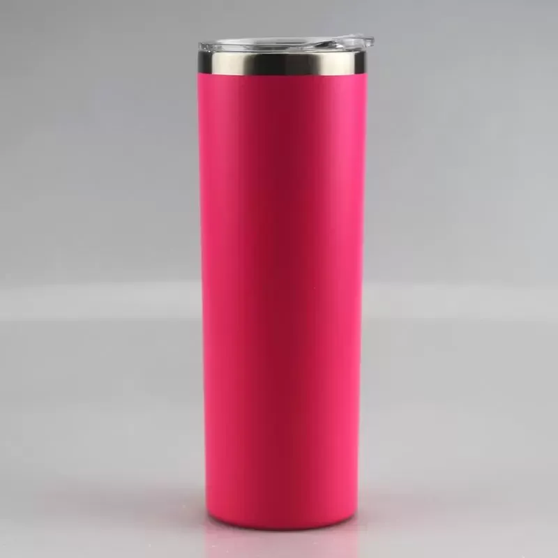 20oz skinny tumbler with rim 20oz powder coated stainless steel skinny cup with lid straw vacuum insulated coffee mug water bottle 