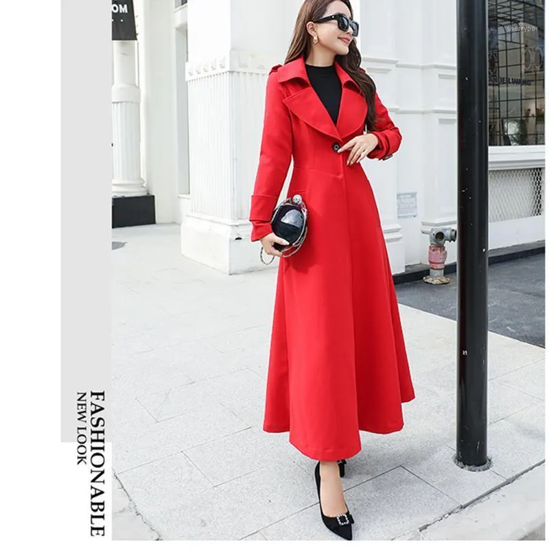 Trench Coats pour femmes 2022 Elegance Automne Long manteau plus taille femme Fashion Ourwear Breaker Casacos Feminino Vêtements