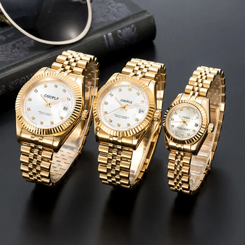 Luxury Men's Automatic Gold Mechanical Watch 41/36/28mm Women's All rostfritt stål Sapphire Waterproof and Luminous Par Watch