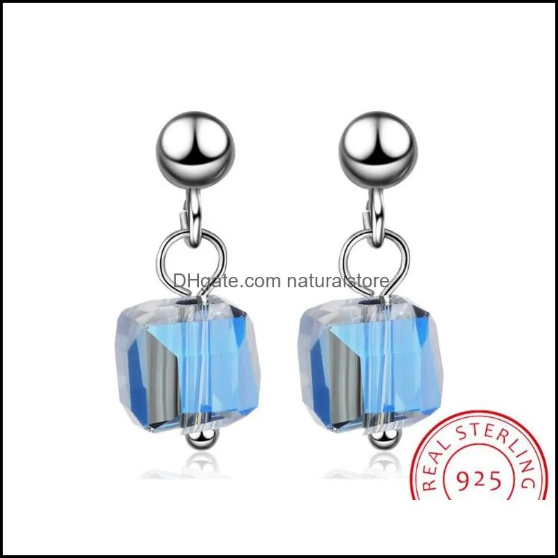 stud lekani crystal from earrings 925 sterling silver magic cube for women fine jewelry accessoriesstudstud