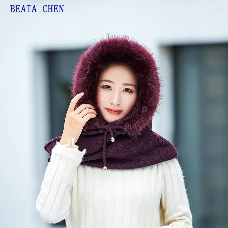 Autumn e Winter Knit-Collar Hat Hat Women Sweater Warm Students Beanie/Skull Caps Eger22